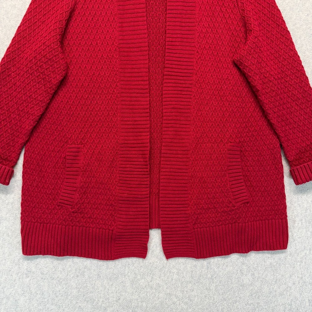 Talbots Womens Cardigan Sweater Red Long Sleeve Open Front Ribbed Knitted 2X - Picture 5 of 11